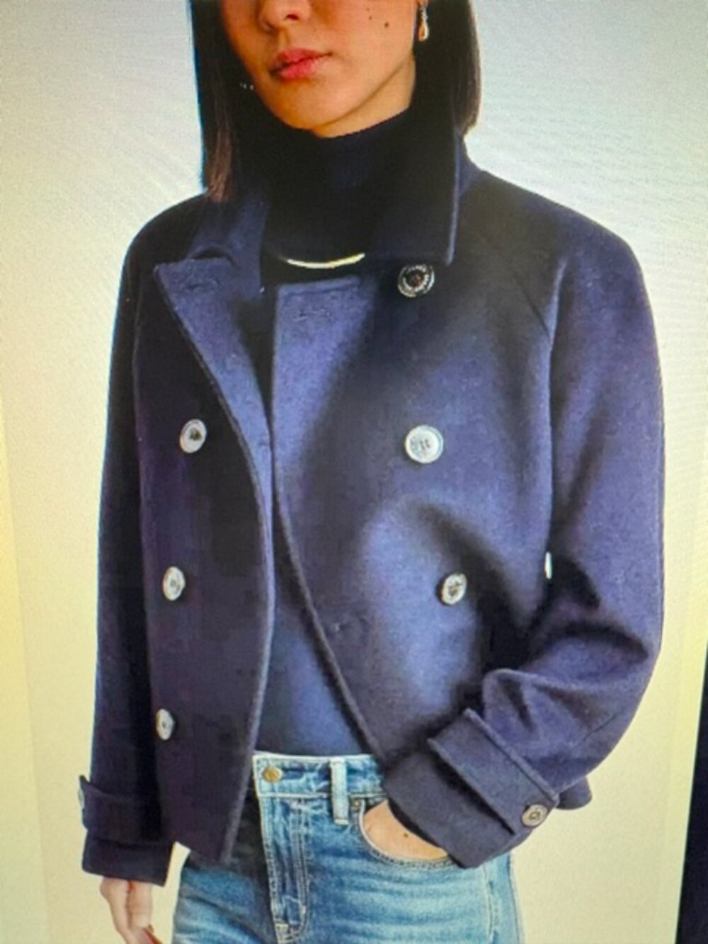 Double Breasted Cropped Wool Blend Coat Lauren Ralph Lauren Size 12
